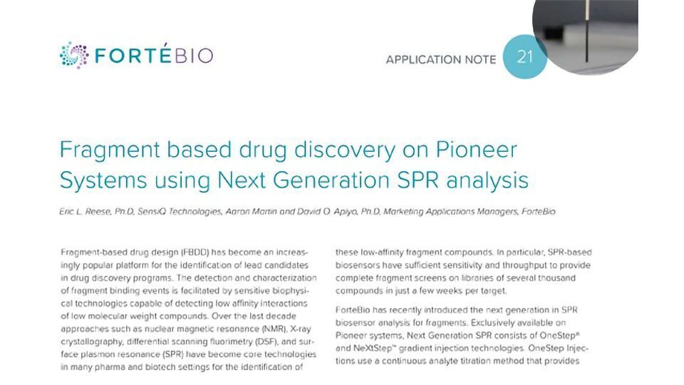 Fragment Based Drug Discovery on Pioneer Systems Using Next Generation SPR Analysis content piece image