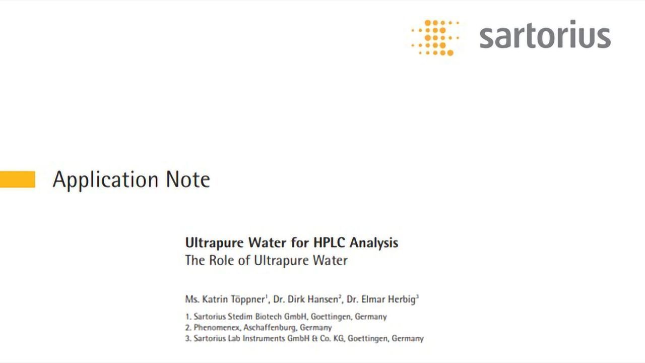 Ultrapure Water for HPLC Analysis