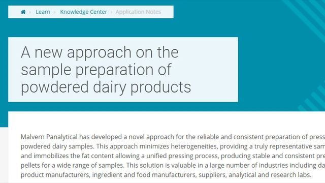 A New Approach on the Sample Preparation of Powdered Dairy Products content piece image 