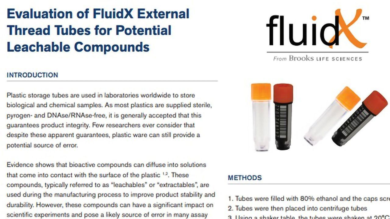 Evaluation of FluidX External Thread Tubes for Potential Leachable Compounds