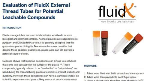 Evaluation of FluidX External Thread Tubes for Potential Leachable Compounds