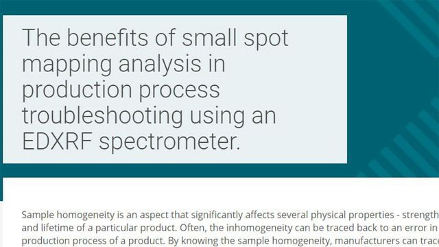 Small Spot Mapping Analysis Using an EDXRF Spectrometer content piece image 