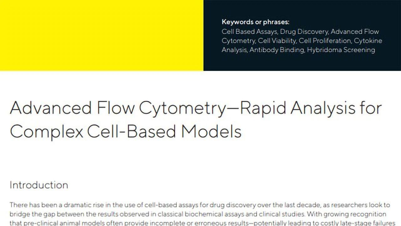 Advanced Flow Cytometry – Rapid Analysis for Complex Cell-based Models