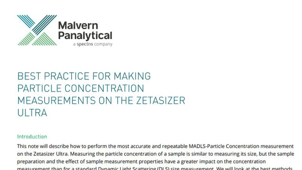 Best Practice for Making Particle Concentration Measurements on the Zetasizer Ultra