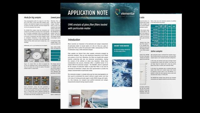 CHNS Analysis of Particulate Matter in Natural Waters and Air content piece image 