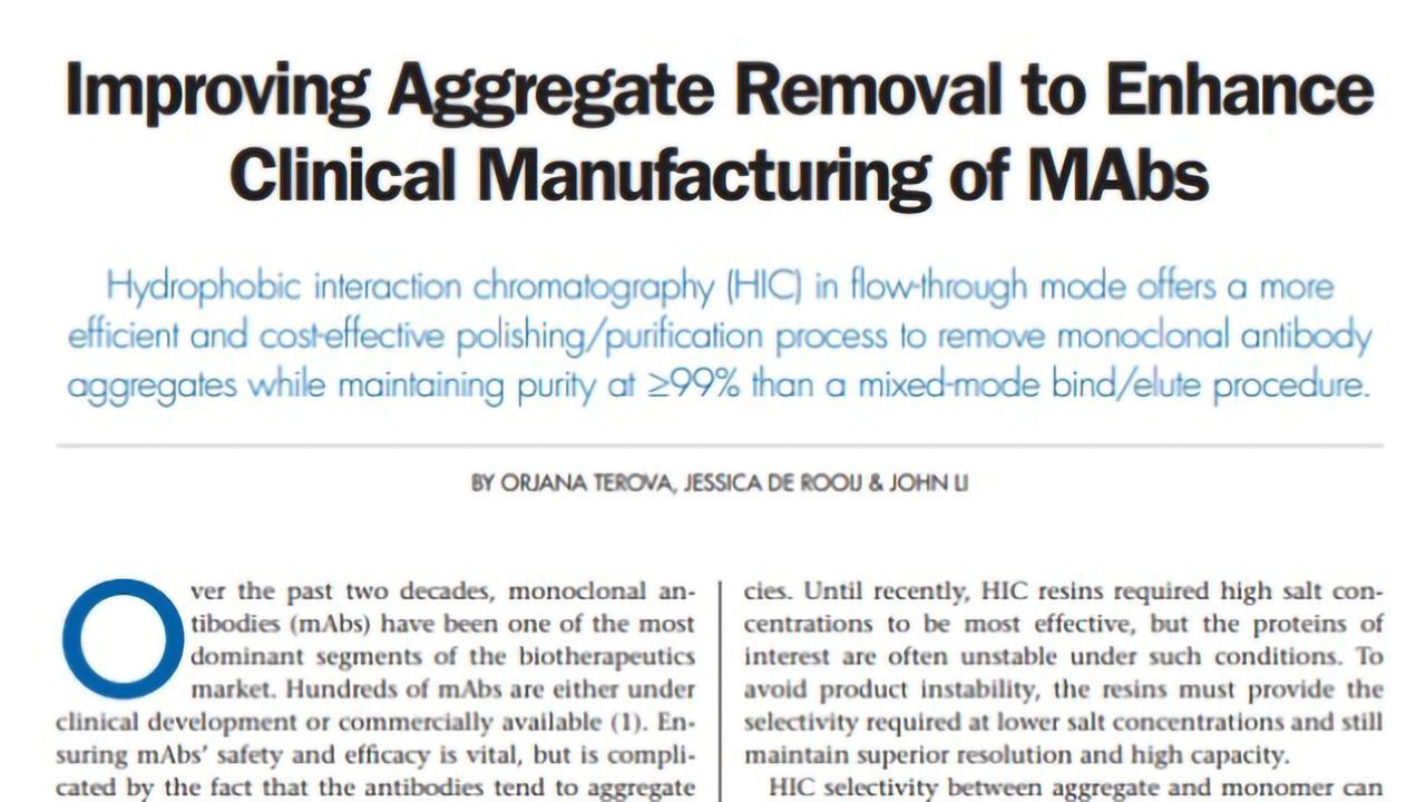 Improving Aggregate Removal To Enhance Clinical Manufacturing of mAbs