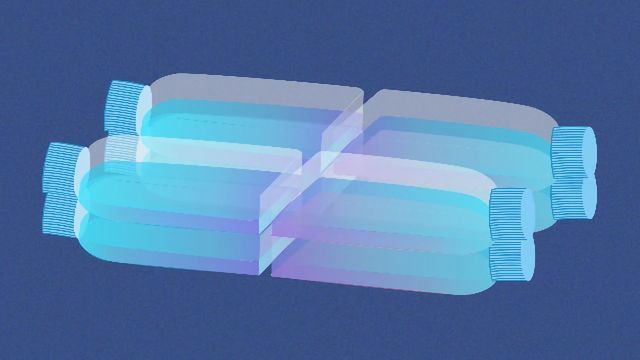 Illustration of cell culture media bottles. 