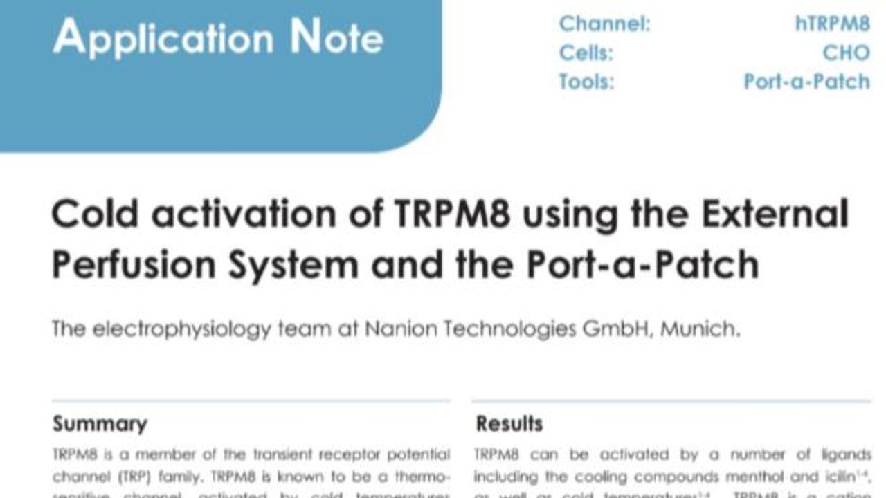 使用温度控制的外部灌注系统和端口patch对TRPM8的冷激活