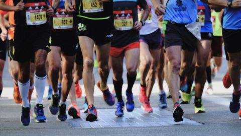 People running in a race.