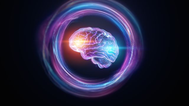 A brain surrounded by a halo.