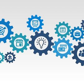 齿轮图标代表成功和创新与业务策略。