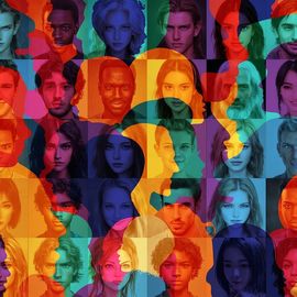 Headshots of humans representing diversity in a population. 