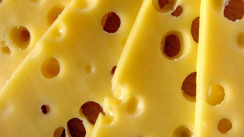 Cheese with holes in it.