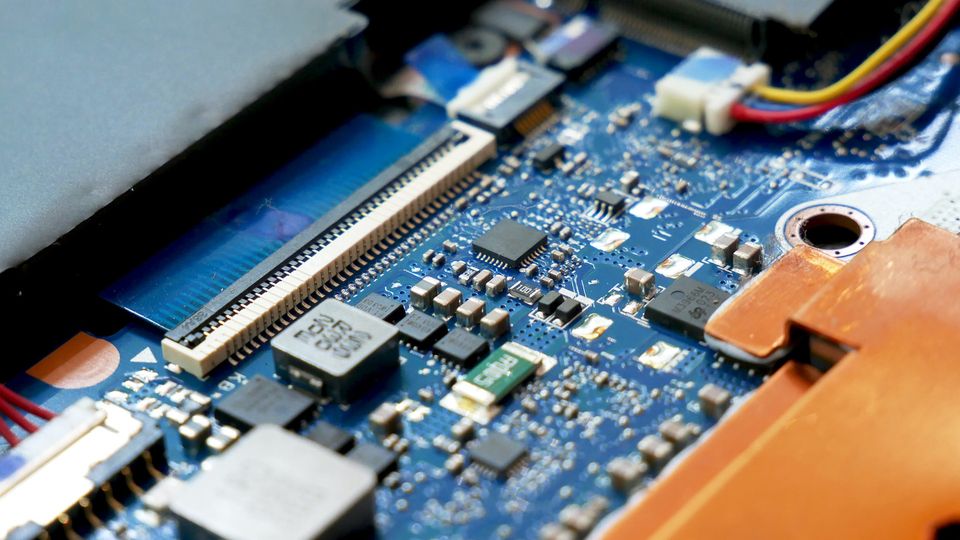 Close up photo of a computer motherboard