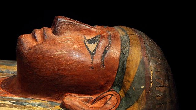 An ancient Egyptian coffin. 