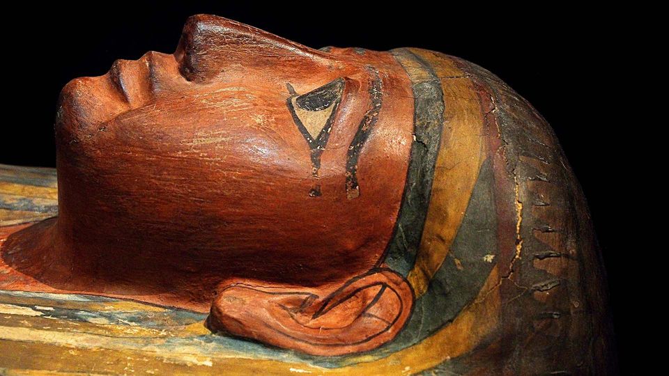 An Egyptian mummy.