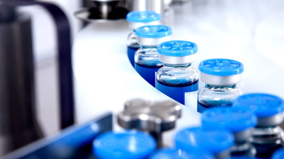 Vaccine vials in production.