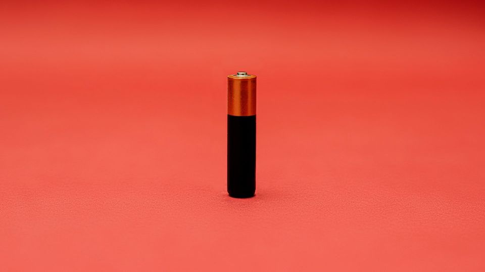 A battery stood on its end.