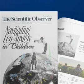 Front cover and inside page of Issue 35 of The Scientific Observer.