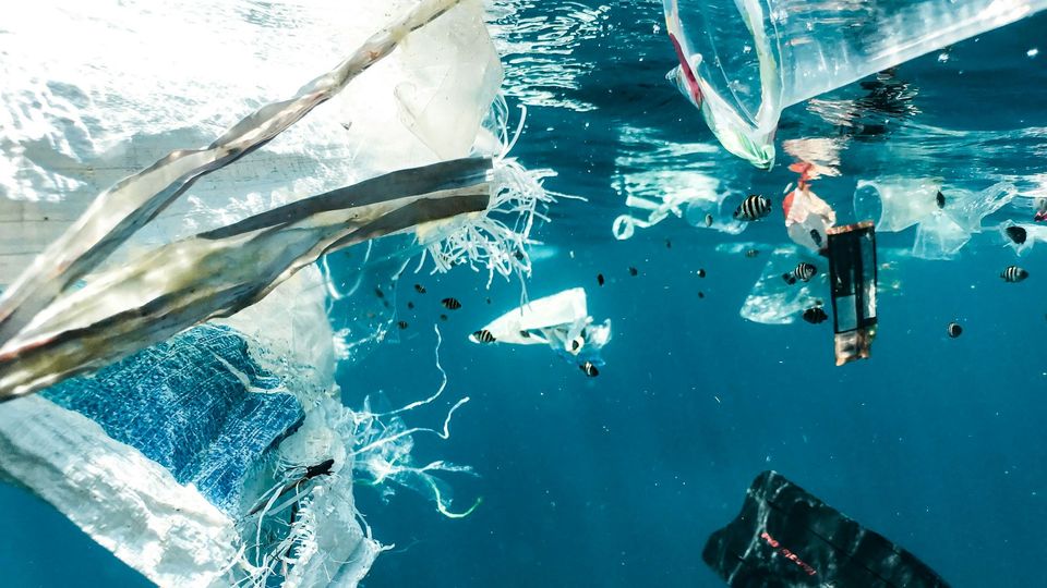 Plastic in the ocean.