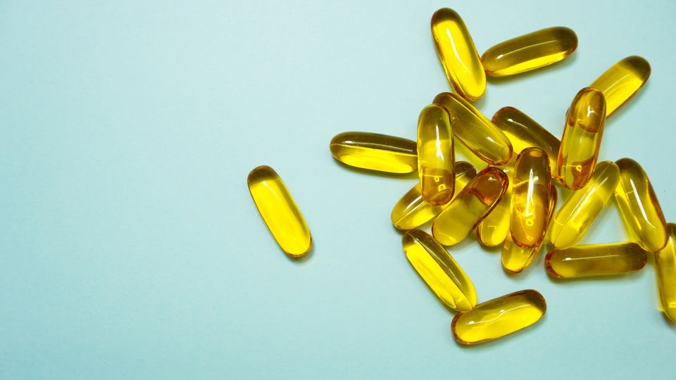 A pile of omega-3 capsules.