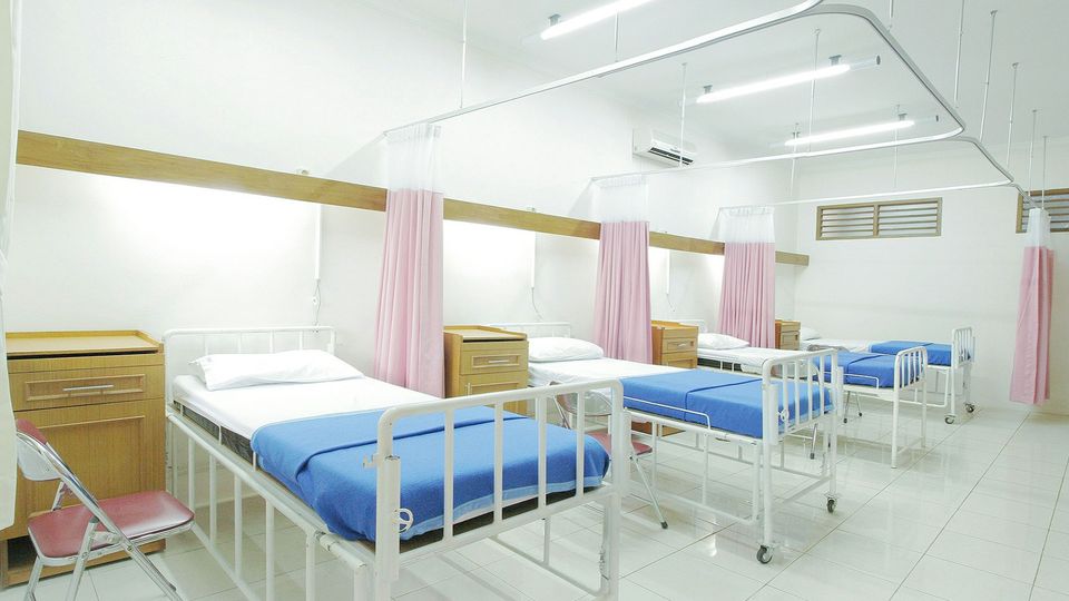 An empty hospital ward.