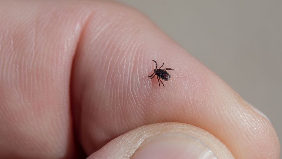 A tick on someone's finger.