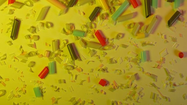 Microplastics of different shapes, sizes and colors.