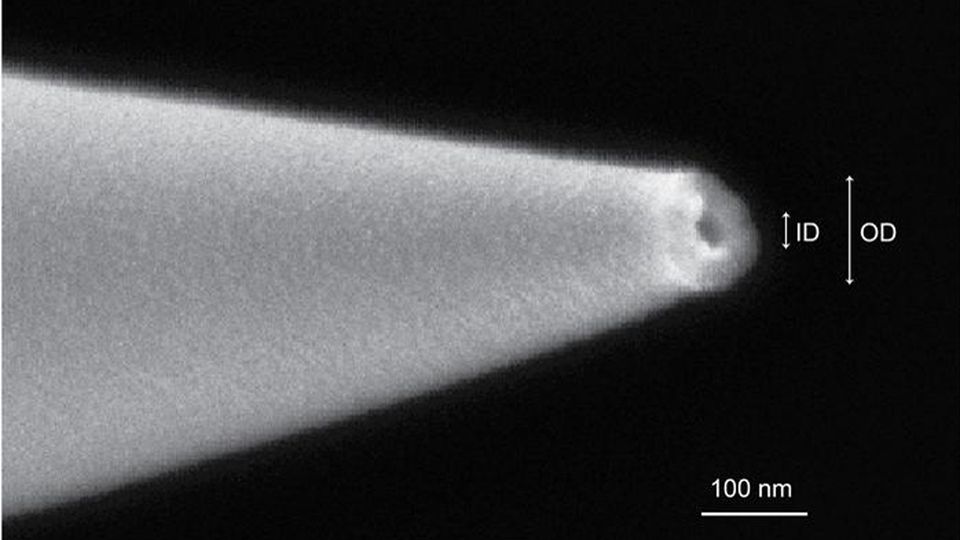 A Brown research team has developed a new method for transferring ions for mass spectrometry through a tiny capillary with an opening roughly 1,000 times smaller than the width of a human hair.