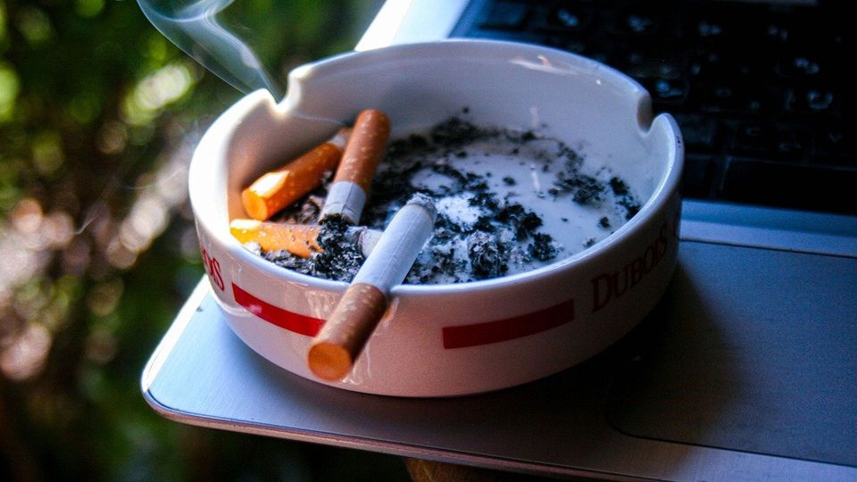 Cigarettes in ash tray