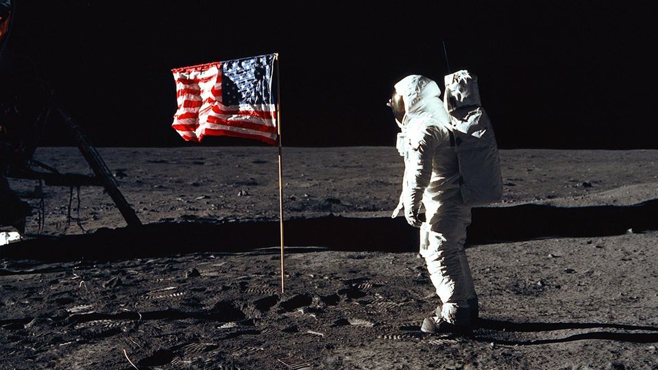 An astronaut on the moon.