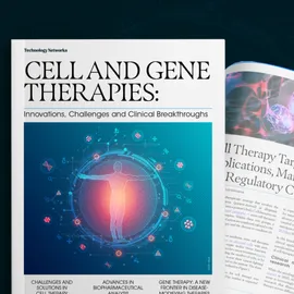 Digital illustration with a human figure surrounded by DNA and molecular icons, representing cell and gene therapies.