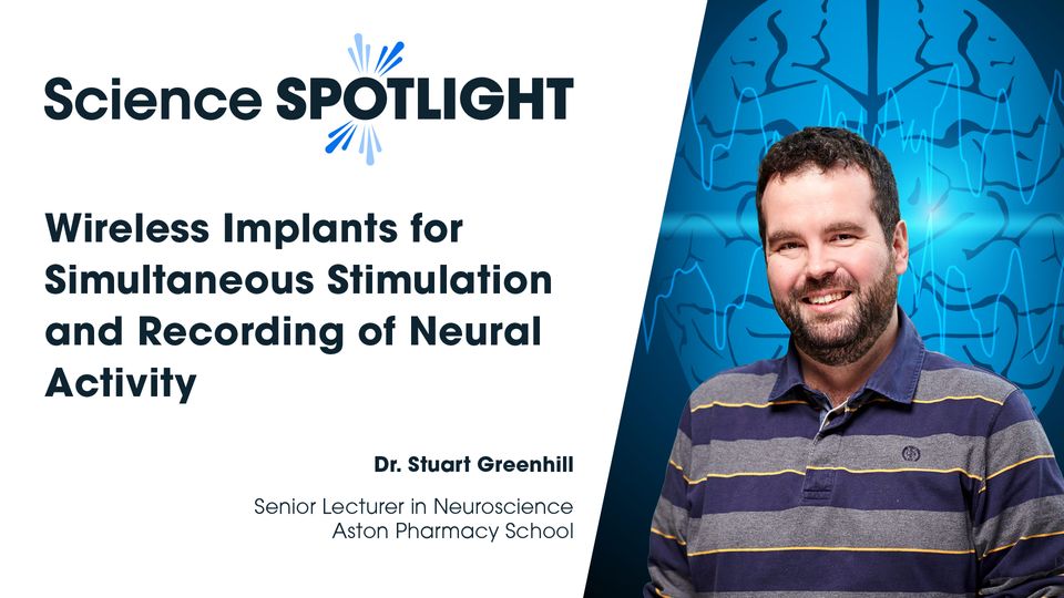 Neural waves over a brain with Dr Stuart Greenhill in the forefront for a Science Spotlight episode 