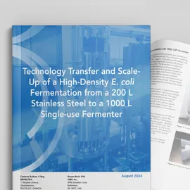 Brochure on E. coli fermentation scale-up from 200L stainless steel to 1000L single-use fermenter