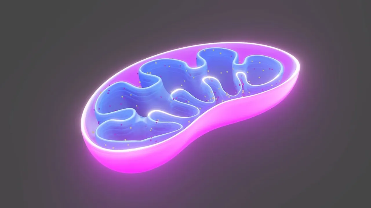 A pink and blue mitochondria