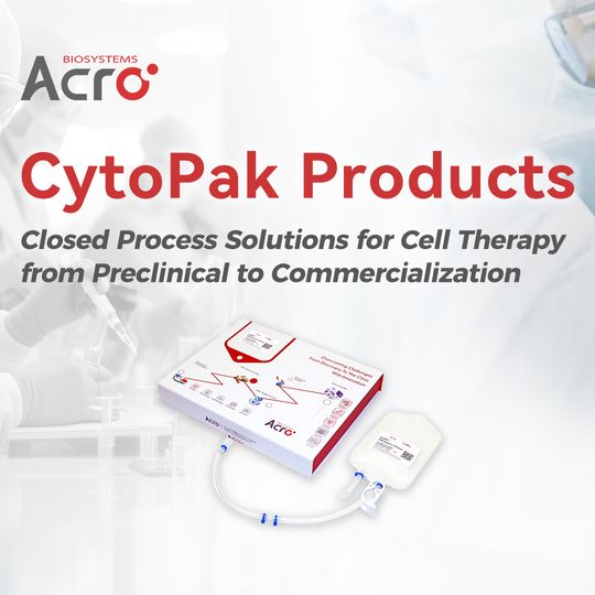 CytoPak product box on a white background with transparent images of scientists in PPE 