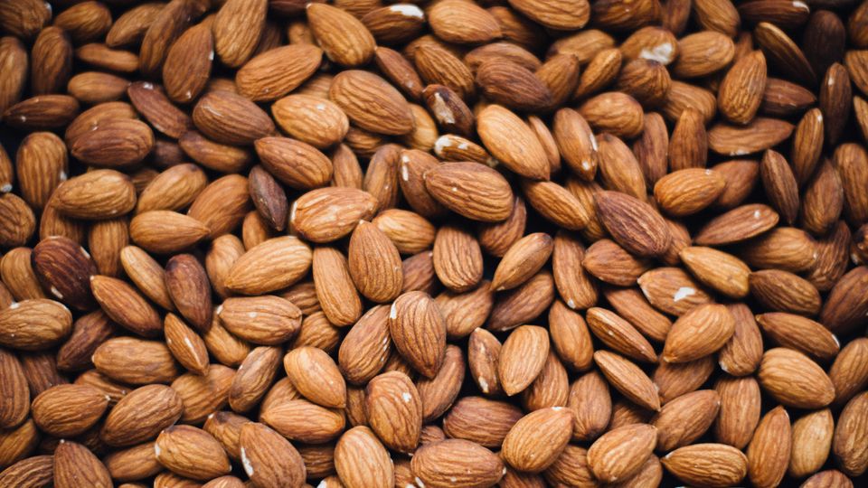 A bed of almonds.