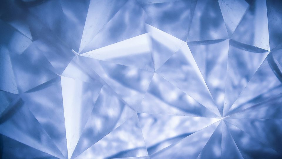 A close-up view of the interior of a crystal.