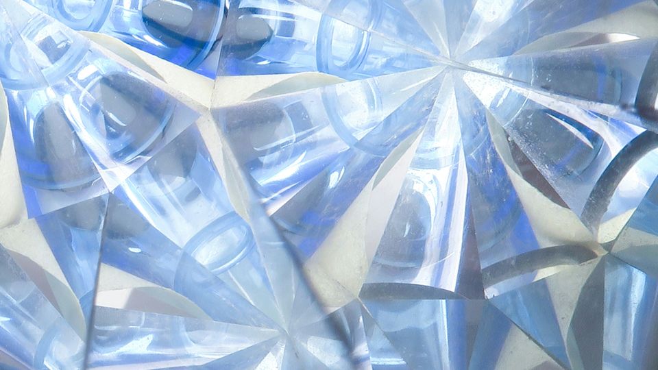 A kaleidoscope-like image of the interior of a crystal.