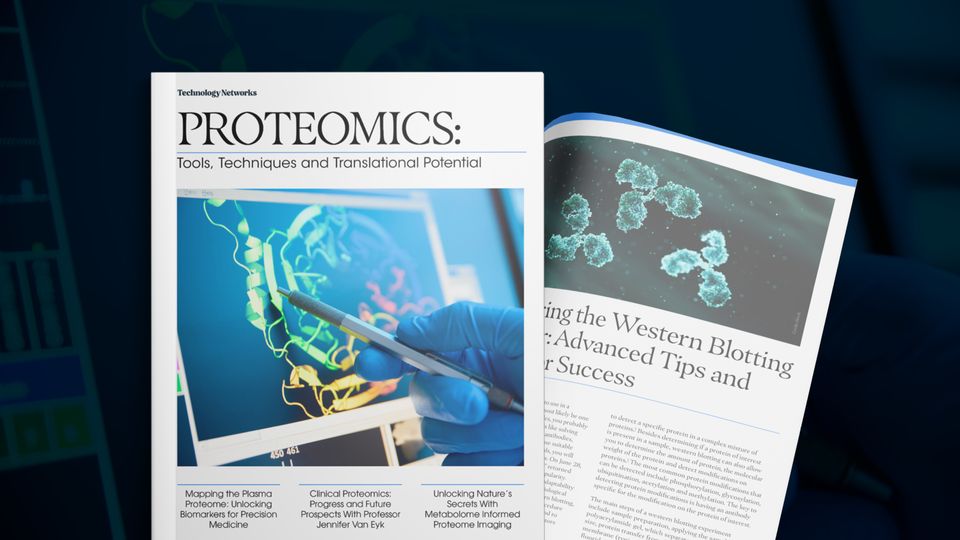 Cover and open page of an eBook focused on proteomics tools, techniques and research. Text reads: Proteomics: Tools, Techniques and Translational Potentia