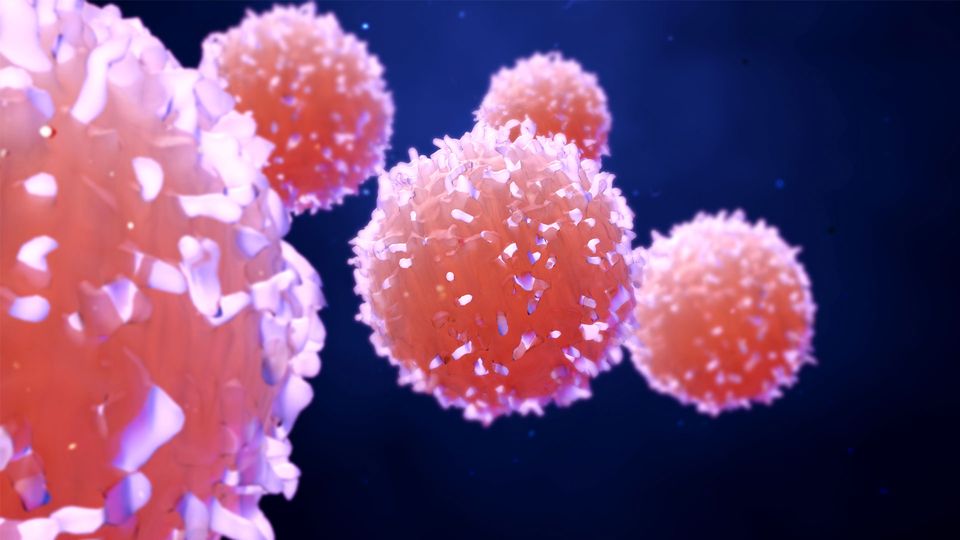 Illustration of microscopic cancer cells.