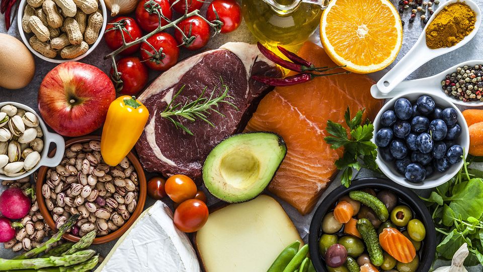 A selection of different vibrant whole foods.