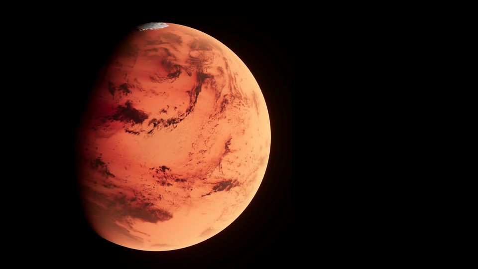 A digital render of the planet Mars