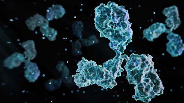 A blue cell featuring a white cell located at its center. 