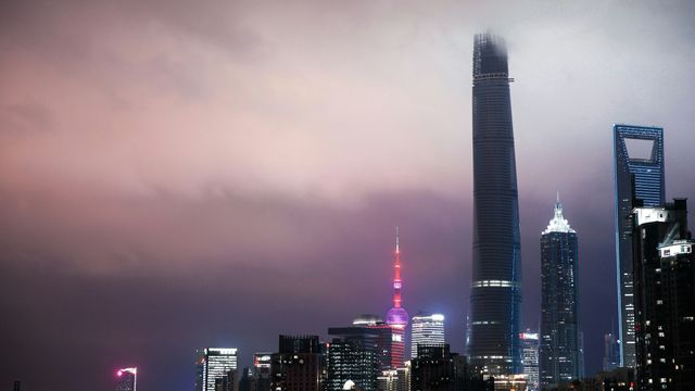 The moody skyline of Shanghai, China.