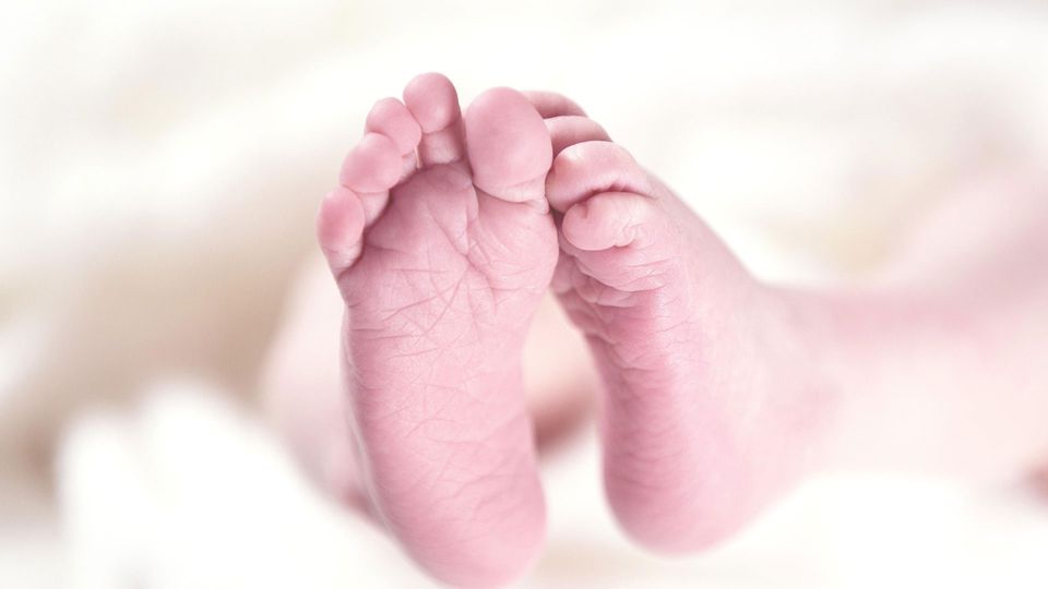 A new born baby's feet.