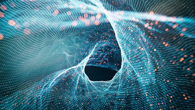 Abstract 3D mesh visualization representing nanoscale structure of advanced nanomaterials. 