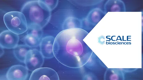 Abstract blue background with cell-like shapes, symbolizing single cell analysis technology.