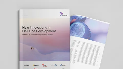 Life science eBook cover on innovations in cell line development by Danaher companies.