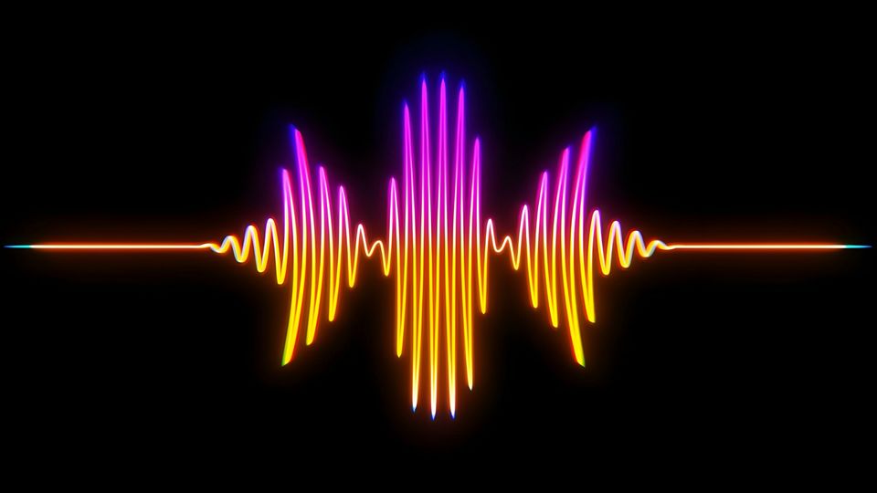 A sound wave, in orange and pink.